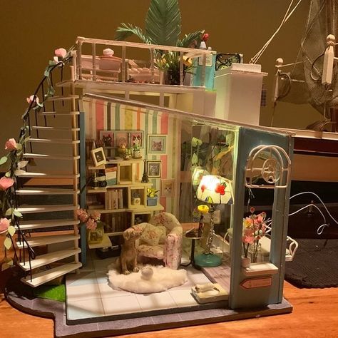 Robotime Miniature, Diy Mini House, Diy Barbie House, Doll Furniture Diy, Diy Doll Miniatures, Mini Doll House, Doll House Crafts, Miniature Rooms, Mini Craft