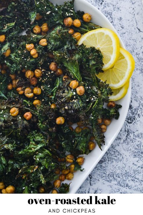 Roasted Kale Recipes, Kale Snacks, Kale And Chickpeas, Roasted Kale, Paleo Roast, Salad Spinach, Baked Kale, How To Cook Kale, Vietnamese Spring Rolls