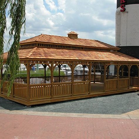 Rectangular Gazebo, Rectangle Gazebo, Wood Gazebo, Large Gazebo, Diy Gazebo, Mandir Design, Shingle Colors, Wooden Gazebo, Country Lane