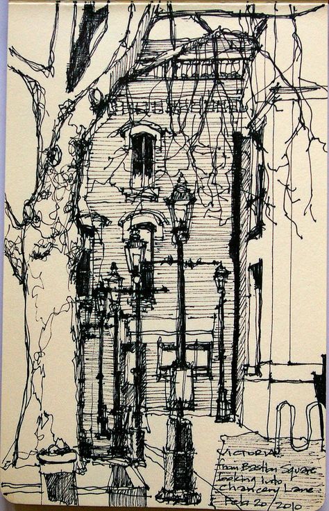 Victoria - Chancery Lane / Bastion Square | A view looking i… | Flickr Messy Ink Drawing, Black Ink Sketches, Hatching Techniques, Messy Sketches, Black Ink Drawing, Perfect Drawing, Matthew 1, Urban Sketches, Architectural Sketches