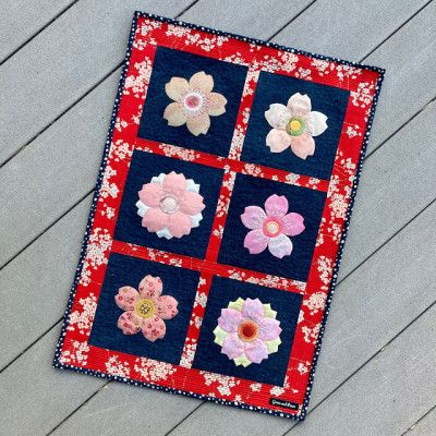 Cherry Blossom Quilt, Japanese Elementary School, Blossom Quilt, Summer Homework, Cat Quilt Patterns, Grace And Peace, Red Cherry Blossom, Blossom Season, Cherry Blossom Print