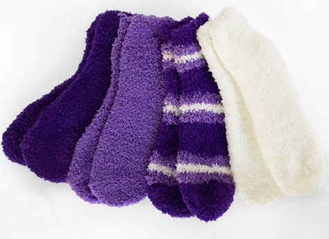 Purple Fuzzy Socks, Fuzzy Socks Aesthetic, Socks Aesthetic Outfit, Shifting Clothes, Socks Photography, Sleeping Socks, Socks Aesthetic, Purple Socks, Fluffy Socks