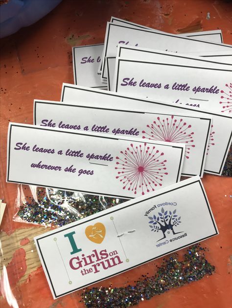 Girls on the run, sparkle, glitter. Put these in their 5k  goodie bags 5k Race Goodie Bag Ideas, Girls On The Run Practice 5k, Gotr Practice 5k Ideas, Girls On The Run Ideas, Muddy Princess, Cross Country Quotes, Coaching Youth Sports, Obstacle Course Training, Gs Swaps