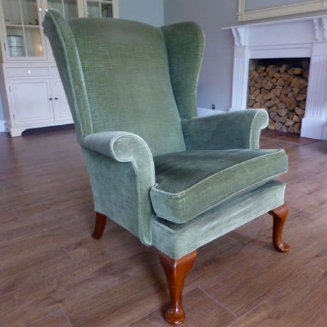 PARKER-KNOLL-Green-Velvet-Retro-Wing-Back-Armchair-Chair-TADWORTH-SURREY: Vintage Wingback Chair Living Room, Parker Knoll Wingback Chair, Parker Knoll Chair Upholstery, Green Wingback Chair, Wing Chair Upholstery, Wingback Chair Living Room, Vintage Wingback Chair, Velvet Wingback Chair, Parker Knoll