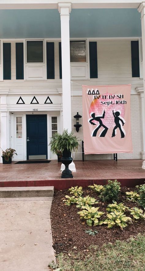 tri delta. date party. sorority. sorority banner. delta delta delta. theta omega. ku Date Party Sorority, Sorority Banner, Tri Delt, Delta Delta Delta, Tri Delta, Sorority, Outdoor Decor