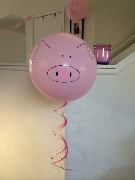 Pig balloons - oink Pig Balloons Diy, Pig Party Decorations, Pig Themed Birthday Party, Pig Themed Party, Pig Party Ideas, Pig Birthday Party Ideas, Pig Baby Shower, Pig Balloon, Cowboy Theme Party