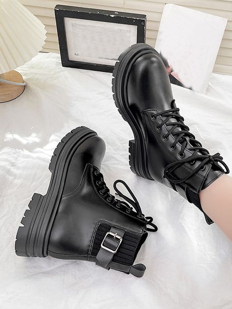 Women's Equestrian, Black Snow Boots, Gothic Boots, Half Boots, Cute Shoes Heels, Equestrian Boots, Trendy Boots, High Top Boots, Black Combat Boots