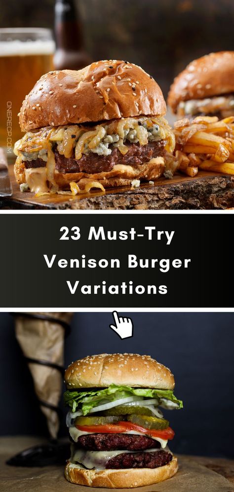 Discover 23 must-try venison burger variations packed with bold flavors and unique twists! Elevate your burger game—visit our site for delicious recipes! Venison Burger Recipes, Venison Burgers, Beef Patties, Beef Patty, Burger Recipes, Mouth Watering, Delicious Recipes, Yummy Food