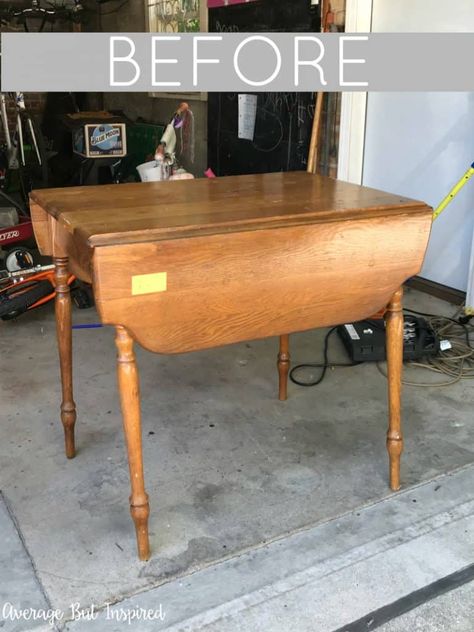 Chalk Painted Drop Leaf Table Makeover - Average But Inspired Antique Folding Table Makeover, Refurbished Drop Leaf Table, Drop Side Table, Folding Leaf Table, Drop Side Table Makeover, Upcycled Drop Leaf Table, Antique Drop Leaf Table Makeover, Chalk Paint Drop Leaf Table, Refinished Drop Leaf Table