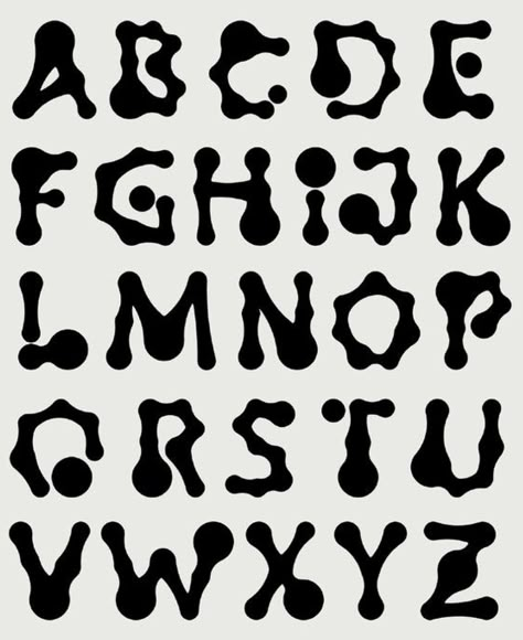 2000s Font Alphabet, Fonts Design Ideas, Artsy Fonts, Alfabet Font, Experimental Typography, Design Alphabet, Writing Fonts, Graffiti Lettering Fonts, Diy Basement