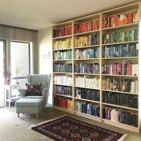 Bookshelf Library, Bookshelf Inspiration, Cool Bookshelves, Happy Pride Month, Home Library Design, Piano Room, Happy Pride, Home Libraries, Living Room Spaces