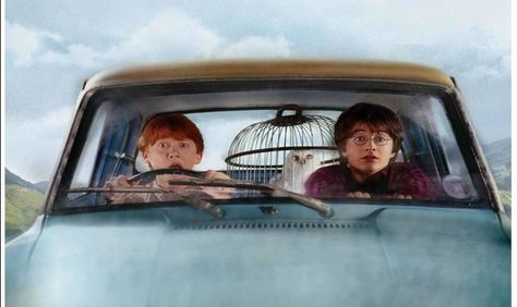 Harry Potter Flying Car, Harry Potter Humor, Rupert Grint Ron Weasley, Harry Potter Car, Film Harry Potter, Ron And Harry, Ford Anglia, Harry Potter Scene, Bellatrix Lestrange