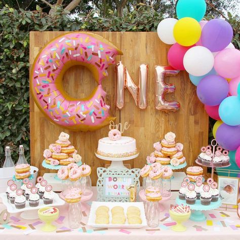 Donut Birthday Party Ideas | Photo 2 of 12 | Catch My Party Doughnut Party, Donut Themed Birthday Party, Birthday Donuts, Donut Birthday Parties, First Birthday Party Themes, First Birthday Themes, Donut Party