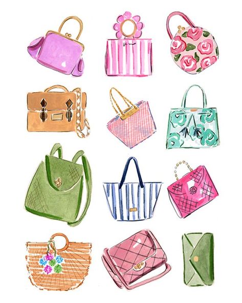 Handbags Drawing Fashion Illustrations, Purse Illustration Fashion Sketches, Fashion Illustration Accessories, Purse Design Drawing, Bags Drawing Design Sketch, Bag Illustration Sketch, Handbags Wallpaper, Hand Bag Illustration, Bag Design Sketch