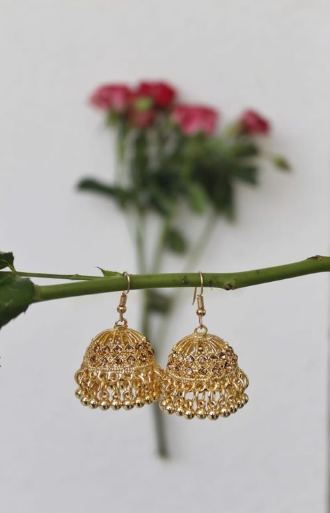 Who doesn't love mini jhumkis that compliment every dress 😍 Shop now at our Instagram link 22k Gold Festive Drop Jhumkas, Elegant Gold Jhumkas For Rituals, Ornate Brass Jhumkas For Festive Season, Luxury 22k Gold Ceremonial Jhumkas, Festive Ornate Brass Jhumkas, Instagram Link, Dress Shop, Bali, Shop Now