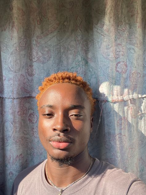 Ginger Black Man, Ginger Cornrows, Men Brown Hair, Man Brown Hair, Boys Dyed Hair, Ginger Hair Men, Black Selfie, Highlight Hair, Dyed Hair Men