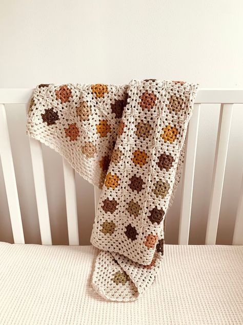 Gender Neutral Granny Square Blanket, Granny Square Neutral Colors, Cute Granny Square Blanket, Boho Crochet Baby Blanket, Brown Crochet Blanket, Gender Neutral Baby Blanket Crochet, Gender Neutral Crochet Baby Blanket, Crochet Toddler Blanket, Crochet Portfolio