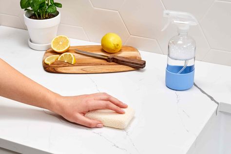 How To Clean Quartz, Clean Quartz Countertops, Quartz Bathroom Countertops, Cleaning Granite Countertops, Cleaning Stainless Steel Appliances, Quartz Bathroom, Clean Countertops, How To Clean Granite, Black Granite Countertops