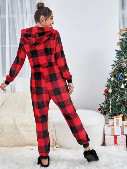 New Arrivals: Dresses, Swimwear, Tops, & More | SHEIN USA Lounge Jumpsuit, Hooded Flannel, Loose Jumpsuit, Fleece Pajamas, Long Sleeve Flannel, Loungewear Sets, Plaid Fashion, One Piece For Women, Black Plaid