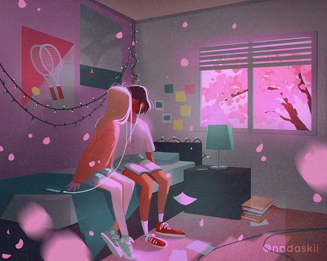 ArtStation - Roommate Queer Art, Pink Petals, Process Art, Gay Art, Love Painting, Pictures To Paint, Just Girl Things, Book Illustration, Pretty Art