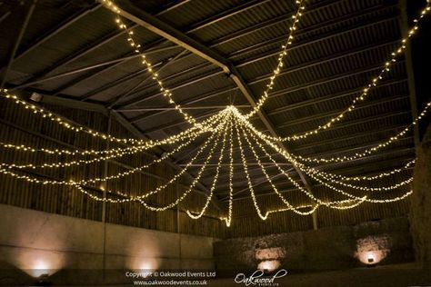 Fairy Lights Ceiling, String Lights Wedding Reception, Barn Wedding Lighting, Deb Ball, Sanctuary Decor, Hall Ceiling, Kangaroo Valley, Shed Wedding, Enchanted Forest Birthday