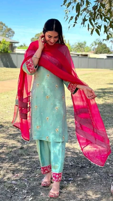 Fashion: #fashion, #style, #outfitinspiration, #beauty Long Sleeve Punjabi Suit, Suit For Engagement Women, Engagement Punjabi Outfits, Poses In Punjabi Suit, Simple Suit Designs Punjabi, Engagement Suits Women, Punjabi Bride Suit, Simple Punjabi Suits, Punjabi Suits For Women