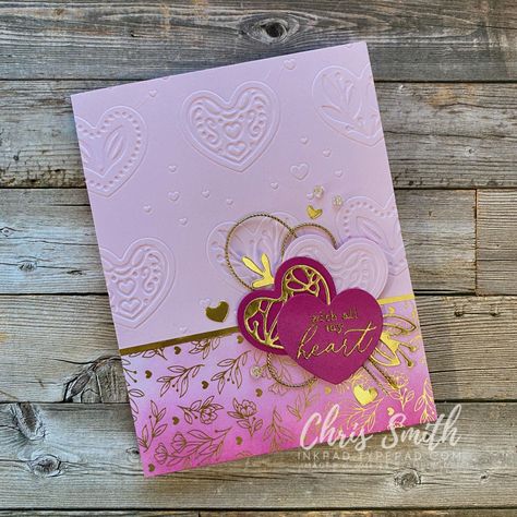 With All My Heart Stampin Up Wedding Cards, Iridescent Foil, Gold Foil Paper, How To Make Scrapbook, All My Heart, Heart Cards, With All My Heart, Touch Of Gold, Bubble Bath