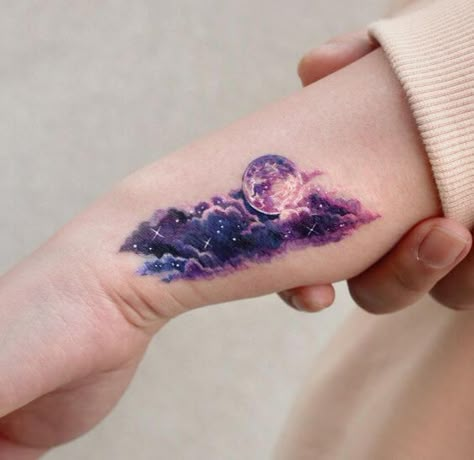 Watercolor Galaxy Tattoo, Forearm Cover Up Tattoos, Tatuaje Cover Up, Cover Up Tattoos For Women, Sky Tattoos, Wrist Tattoo Cover Up, Galaxy Tattoo, Muster Tattoos, Body Accessories