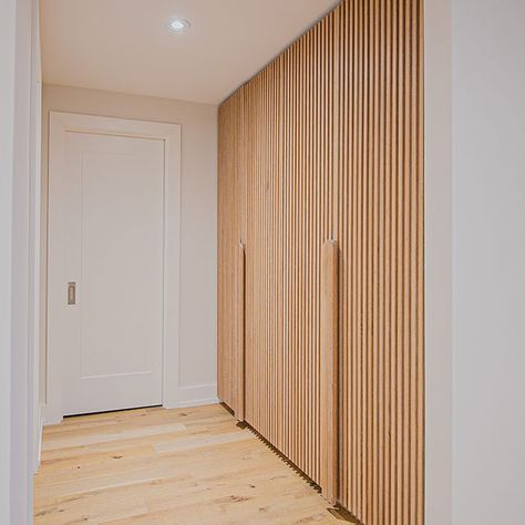 Wood Slat Wall, Sliding Wardrobe Doors, Wood Cladding, Acoustic Wall Panels, Acoustic Wall, Closet Door, Commercial Space, Wardrobe Doors, Slat Wall