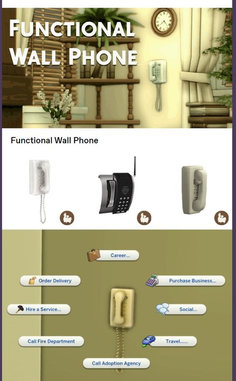 Sims 4 Wall Phone, The Sims 4 Phone Cc, Sims 4 Phone Cc, Ts4 Mods Furniture, Sims 4 Family, Play Sims 4, Sims Packs, Wall Phone, The Sims 4 Packs