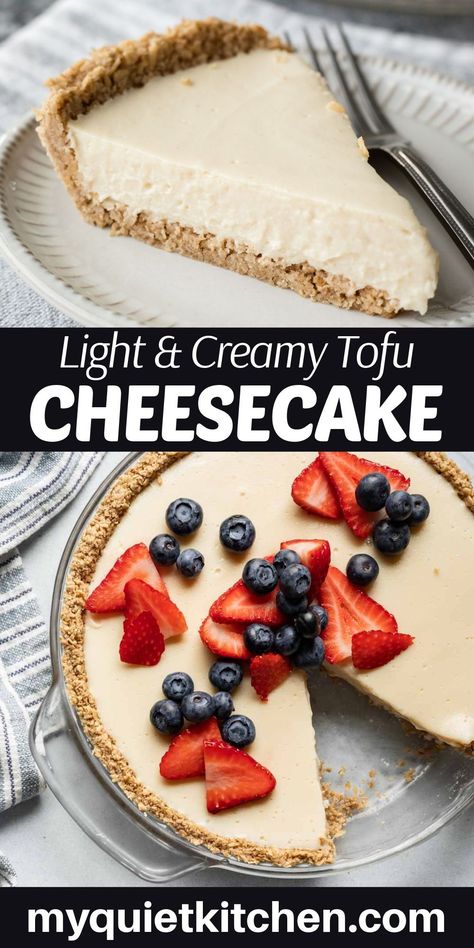 Sweet Tofu Dessert, Tofu Cheesecake Recipe, Vegan Cheesecake Silken Tofu, Vegan Tofu Dessert, Tofu Pie Recipes, Vegan Silken Tofu Recipes Desserts, Vegan Cheesecake Tofu, Firm Tofu Dessert Recipes, Tofu Desserts Healthy