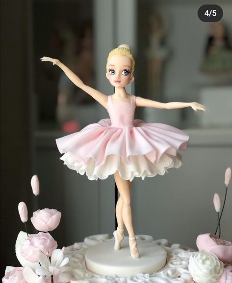 Ballet Birthday Cakes, Ballerina Birthday Cake, Wedding Cake Videos, Ballet Cakes, Ballerina Cake Topper, Fondant Figures Tutorial, Craft Work For Kids, Fondant Cake Designs, Ballerina Cakes