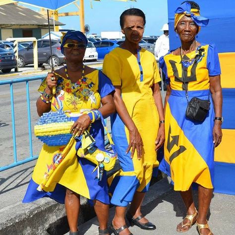 Barbados Flag women Barbados Independence Images, Barbados Clothing, Barbados Fashion, Barbados People, Barbados Culture, Barbados Aesthetic, Independence Images, Carnival Outfit Carribean, Creole Culture