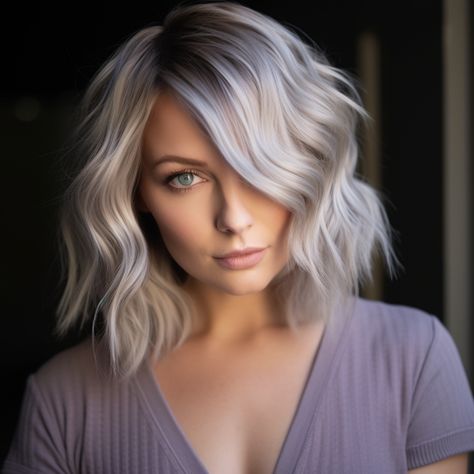 Bright Ash Blonde, Icy Ash Blonde Hair, What Hair Colour Suits Me, Long Bob Wavy Hair, Cool Ash Blonde Hair, Smokey Ash Blonde, Natural Ash Blonde Hair, Grey Hair Young, Ash Blonde Hair Color Ideas