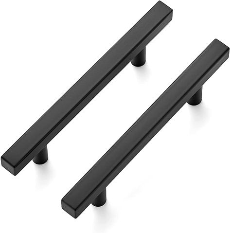 Ravinte 30 Pack 6'' Square Cabinet Pulls Matte Black Stainless Steel Kitchen Drawer Pulls Cabinet Handles 6”Length, 3-3/4” Hole Center - - Amazon.com Square Cabinet Pulls, Stainless Steel Cabinet Hardware, Black Stainless Steel Kitchen, Black Cabinet Handles, Black Cabinet Hardware, Square Cabinet, Kitchen Drawer Pulls, Black Drawers, Stainless Steel Cabinets