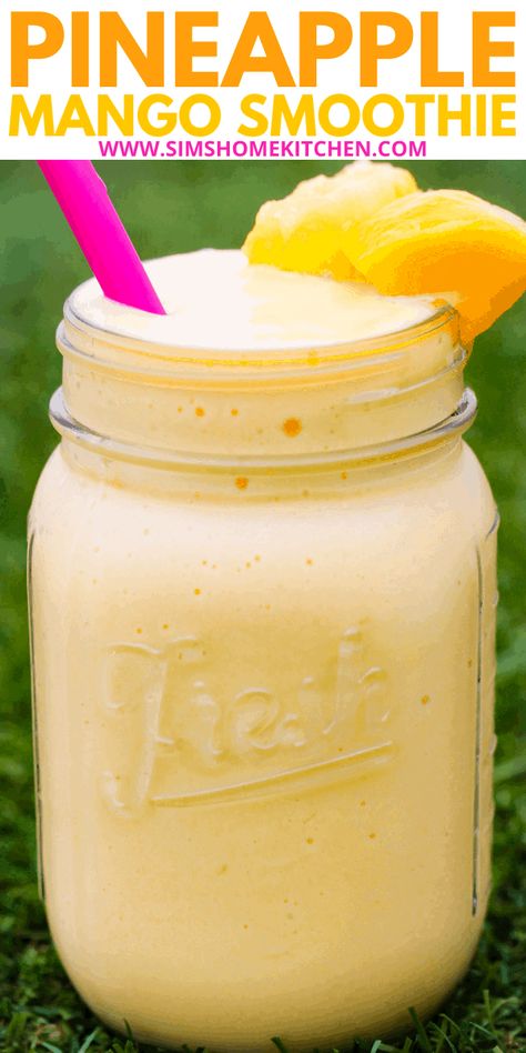 Pineapple Mango Smoothie, Mango Pineapple Smoothie, Mango Smoothie Recipes, Mango Pineapple, Smoothie Drink Recipes, Pineapple Smoothie, Mango Smoothie, Fruit Smoothie Recipes, Smoothie Drinks