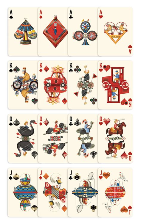 BICYCLE WIND-UP Playing Cards. Have fun with these toys from the past - Max Playing Cards Themed Playing Cards, Illustrated Playing Cards, Deck Of Cards Design, Playing Cards Illustration, Playing Card Illustration, Playing Card Crafts, Playing Card Design, Cool Playing Cards, Unique Playing Cards