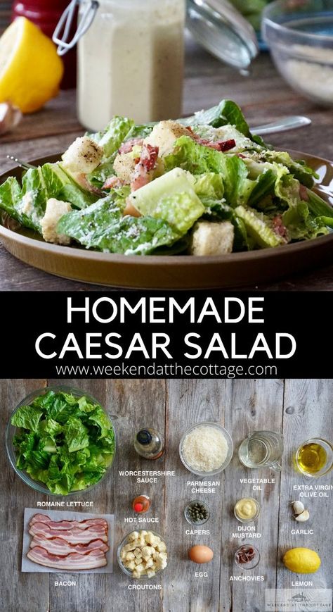 Homemade Caesar Salad, Homemade Caesar Salad Dressing, Homemade Caesar, Classic Caesar Salad, Caesar Salad Dressing, Caesar Salad Recipe, Croutons Homemade, Caesar Dressing, Salad Dressing Recipes