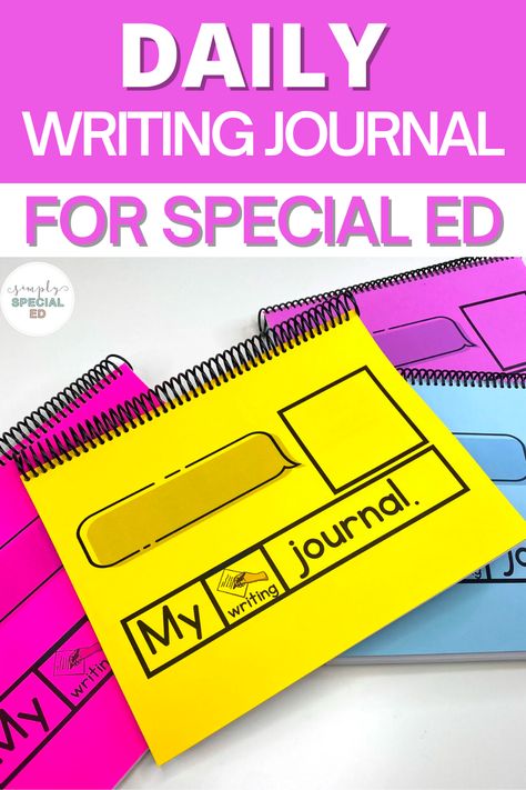 Using a daily journal in your special education classroom is a great way to encourage students to practice writing and building ideas at their own level. Today I am sharing an adapted writing journal that includes daily writing prompts with wh questions and real pictures. Use this writing journal for morning work, independent work stations, or for writers workshop. Special Education Writing, Special Education Curriculum, Teaching Executive Functioning, Special Education Lesson Plans, Middle School Special Education, Picture Writing, Writing Journals, Sped Classroom, Writing Curriculum