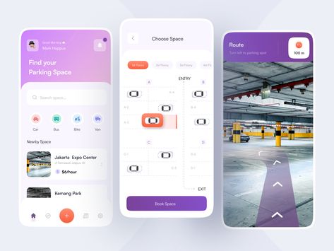 Parking App, Studio Marketing, Mobile Ui Design, Parking Design, Graphic Elements, Universal Design, Mobile Ui, App Ui, Ui Ux Design