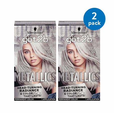 Free 2-day shipping. Buy (2 Pack) Got2b Metallic Permanent Hair Color, M71 Metallic Silver at Walmart.com Best Grey Hair Dye, Got2b Metallics, Metallic Hair Color, Silver Hair Dye, Schwarzkopf Got2b, Brown To Blonde Balayage, Silver White Hair, Grey Hair Dye, Beautiful Gray Hair