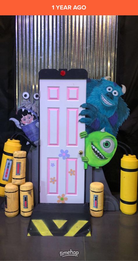 Boo Door Monsters Inc Diy, Monster Ink Halloween Decorations, Coraline Door Decorations Classroom, Monsters Ink Door Decoration, Monsters Inc Photo Booth, Monster Inc Hallway Decorations, Monsters Inc Halloween Door, Monster Inc Door Decorations Classroom, Monsters Inc Table Decorations