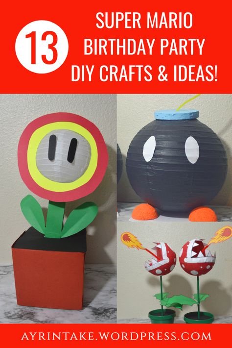 13 Super Mario Birthday Party DIY Crafts & Ideas! – AyR Intake Super Mario Crafts For Kids, Mario Crafts For Kids, Super Mario Crafts, Mario Decor, Nintendo Birthday Party, Nintendo Birthday, Mario Brothers Birthday Party, Mario Bros Birthday Party Ideas, Mario Crafts