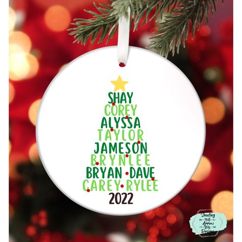 Christmas Ornament Family, Cricut Family Ornaments, Diy Family Ornaments, Walmart 2022, Family Name Ornaments, 2022 Ornaments, Name Ornaments, Christmas Globes, Personalized Christmas Ornaments Family