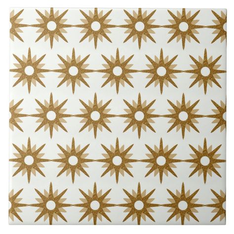 Star Tile, Room 2023, Retro Tiles, Background Simple, Gold Starburst, Pattern Ceramic, Starburst Pattern, Vintage Tile, Retro Pattern