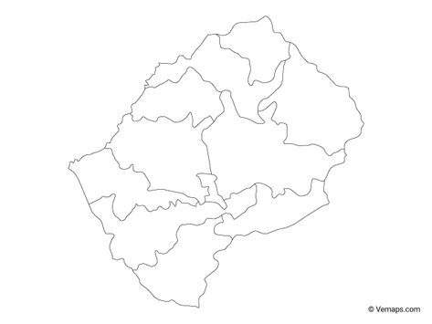 Outline Map of Lesotho with Districts City Outline, Map Vector, Vector Free, Web Design, Map, Quick Saves, Design