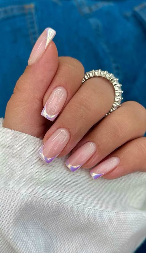 Pastel Chrome French Tip Nails, Chrome nails, Chrome Nail Art, Chrome short nails, Glazed Donut Nails, Metallic chrome nails, simple chrome nails, mirror chrome nails Chrome French, Chrome Nail Art, Chrome Nails Designs, Chrome Nail, Minimalist Nails, French Tip Nails, Chrome Nails, Square Nails, French Nails