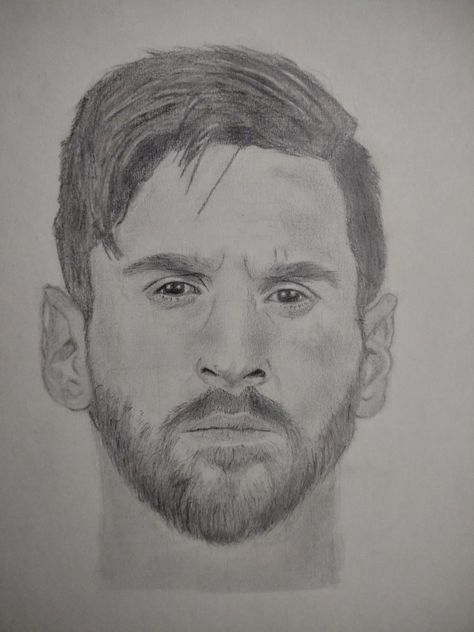 Messi Messi Drawing Pencil Easy, Lionel Messi Sketch, Messi Sketch, Messi Black And White Drawing, Sketch Of Messi, Face Sketch, Leo Messi, Portrait Sketches