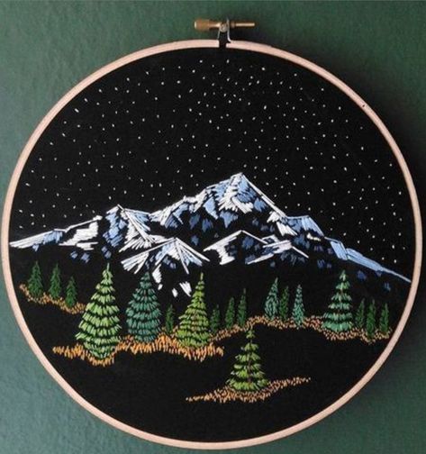 Mountains And Trees, Etsy Embroidery, Pola Sulam, Cute Embroidery, 자수 디자인, Sewing Embroidery Designs, Hand Embroidery Art, Hand Embroidery Stitches, Embroidery Hoop Art