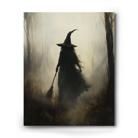 PRICES MAY VARY. Vintage Witchy Design: The hallowen wall art decor features a unique vintage design of three witches in the forest, invoking a sense of mystery, fantasy and aesthetic appeal. Perfectly blends with your Halloween or witch-themed decor. Durable & High Quality Posters Art: Our responsibly sourced wood stretcher bars and coated fabric canvas ensure longevity. With approximately 1.25" thick bars and not easy to fade, vivid color, waterproof, Uv resistant, no odor. This adorable yet s Witch Themed Halloween Decorations, Living Room Halloween Decor Ideas, Witchy Canvas Painting, Witch Painting Canvas, Good Witch Aesthetic, Boho Witch Decor, Witchy Signs, Halloween Paintings On Canvas, Witchy Artwork